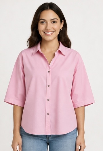 Ladies Pink Button-Up Shirt
