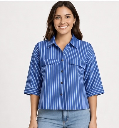 Ladies Blue Striped Shirt