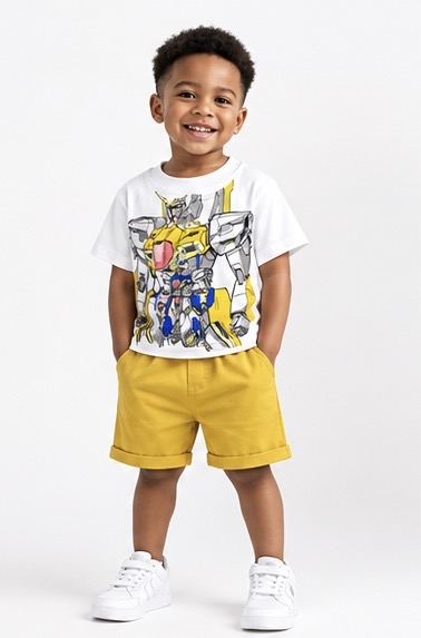 Kids 2-Piece Outfit Set with Graphic T-Shirt & Shorts — image 1
