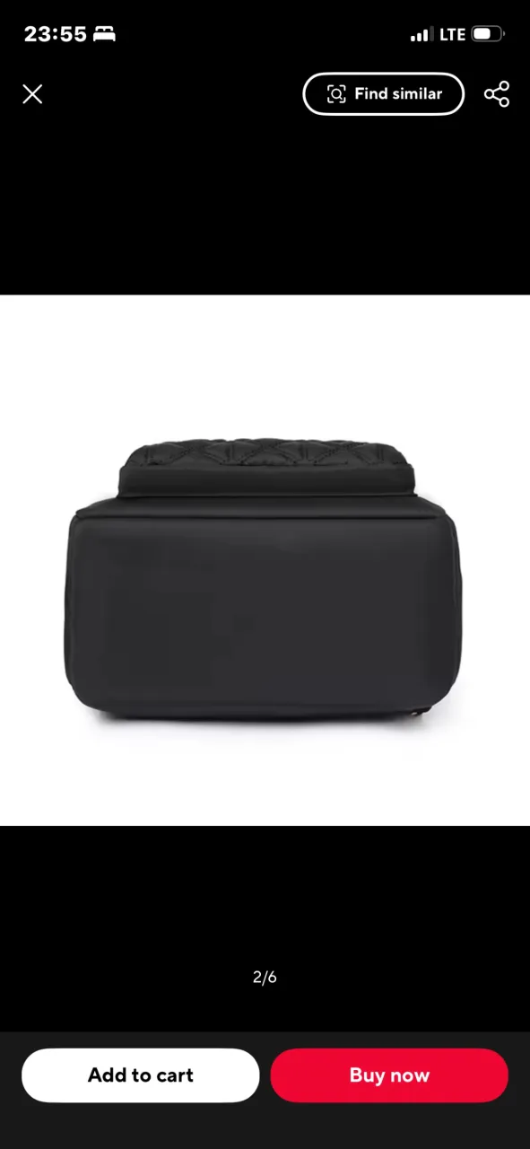 Black Quilted Nylon Backpack — image 2