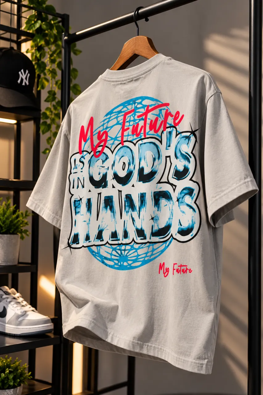 Men's Grey Graphic T-Shirt with Hyperpop Rocket Design — image 2