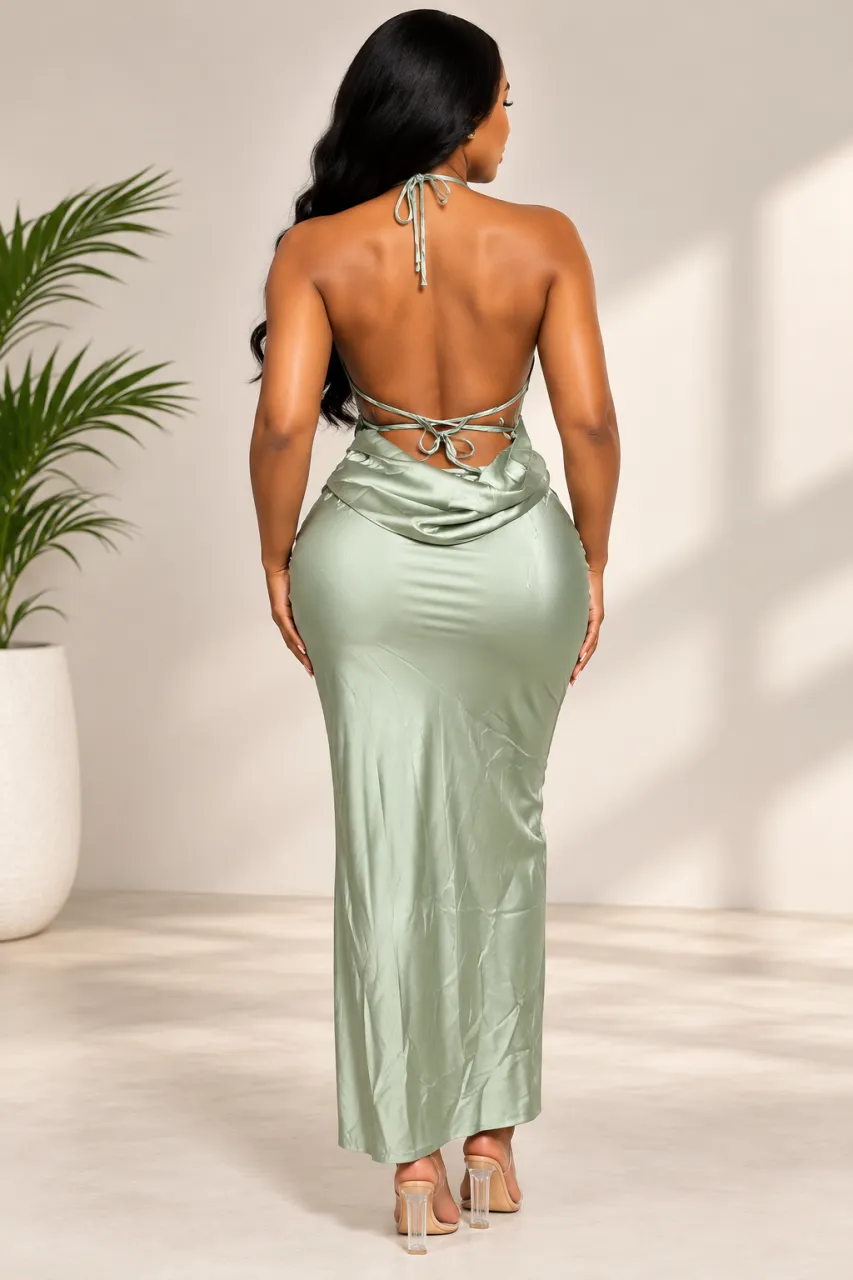 Serena Backless Halter Slip Dress — image 2