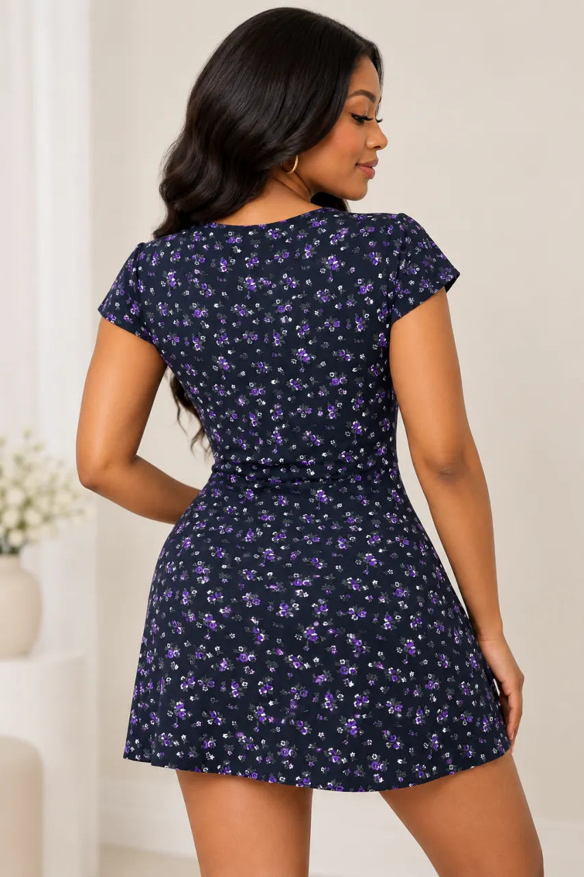 Garden Floral Print Tie-Front Mini Dress — image 2