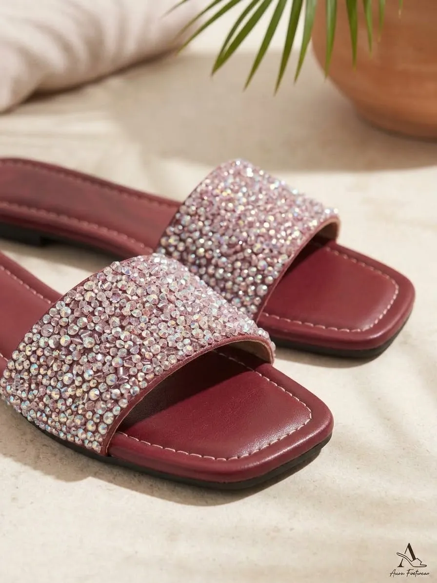 Ladies Rhinestone Slip-On Slides — image 2