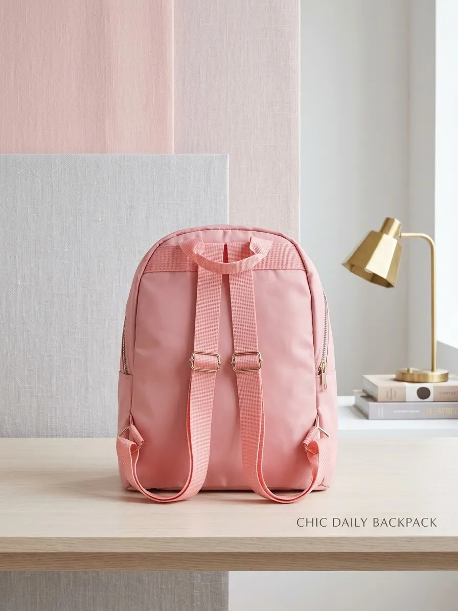 Pink Quilted Backpack — image 2
