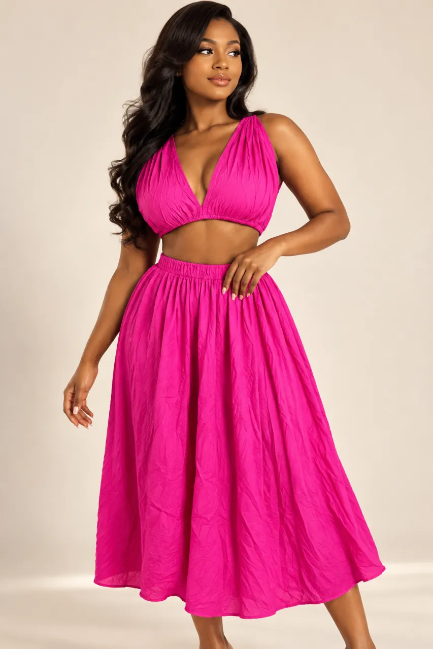 Vibrant Magenta Cut-Out Halter Maxi Dress! — image 1