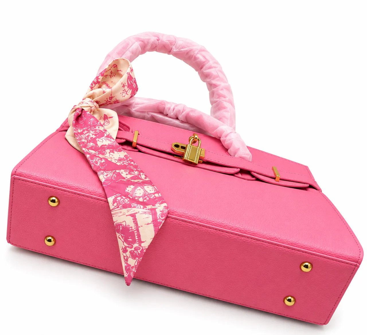 Vivienne Scarf-Wrapped Structured Satchel Bag — image 2