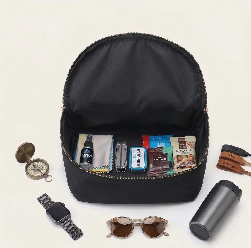 Black Quilted Nylon Backpack — image 3