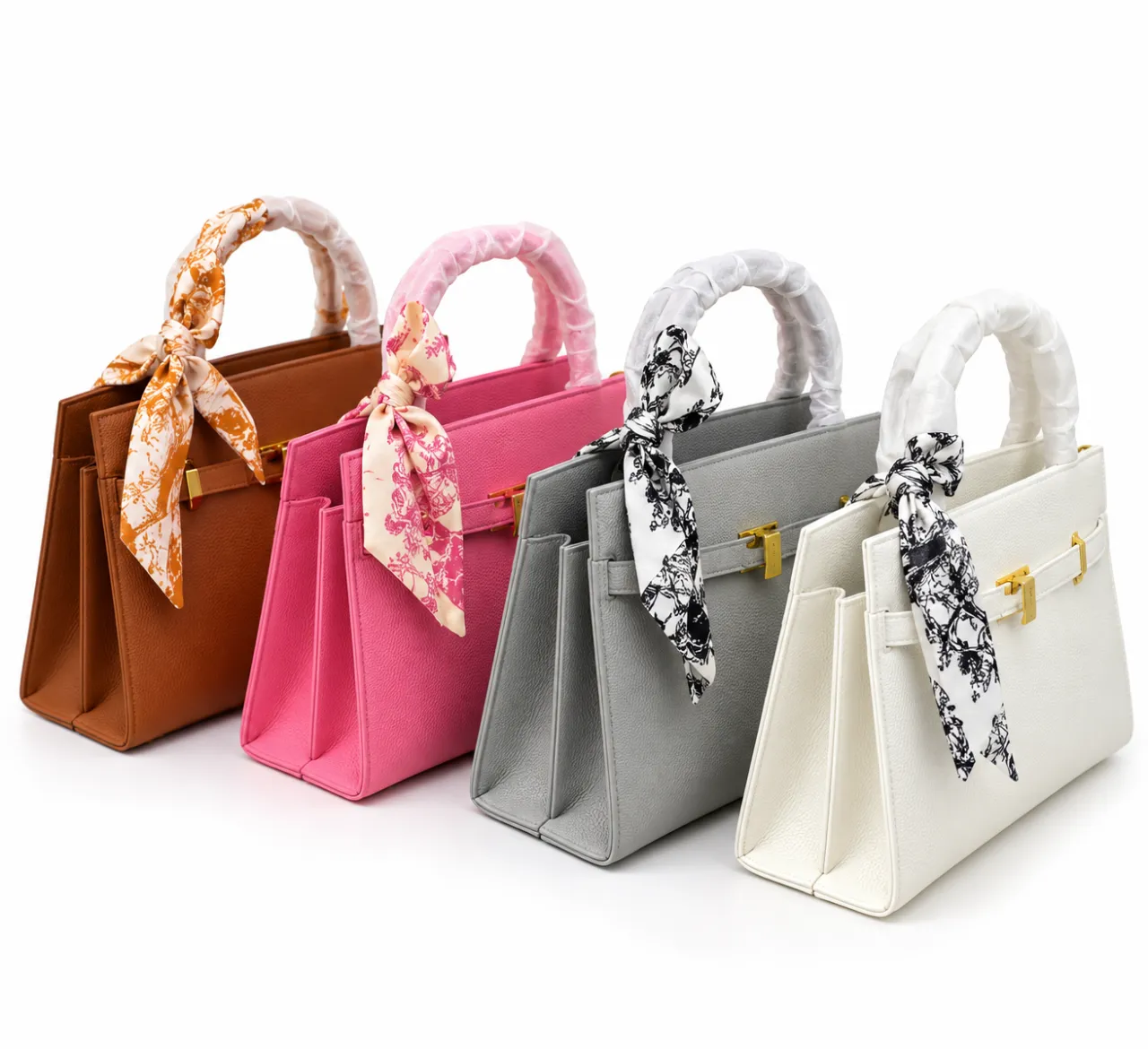Vivienne Scarf-Wrapped Structured Satchel Bag — image 1